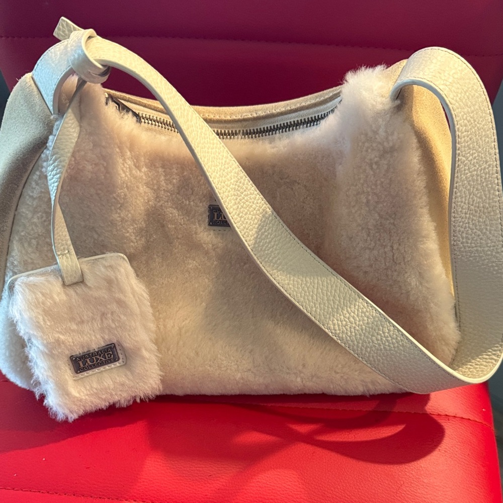 Australia Luxe Collective Cream Shearling Shoulder Bag